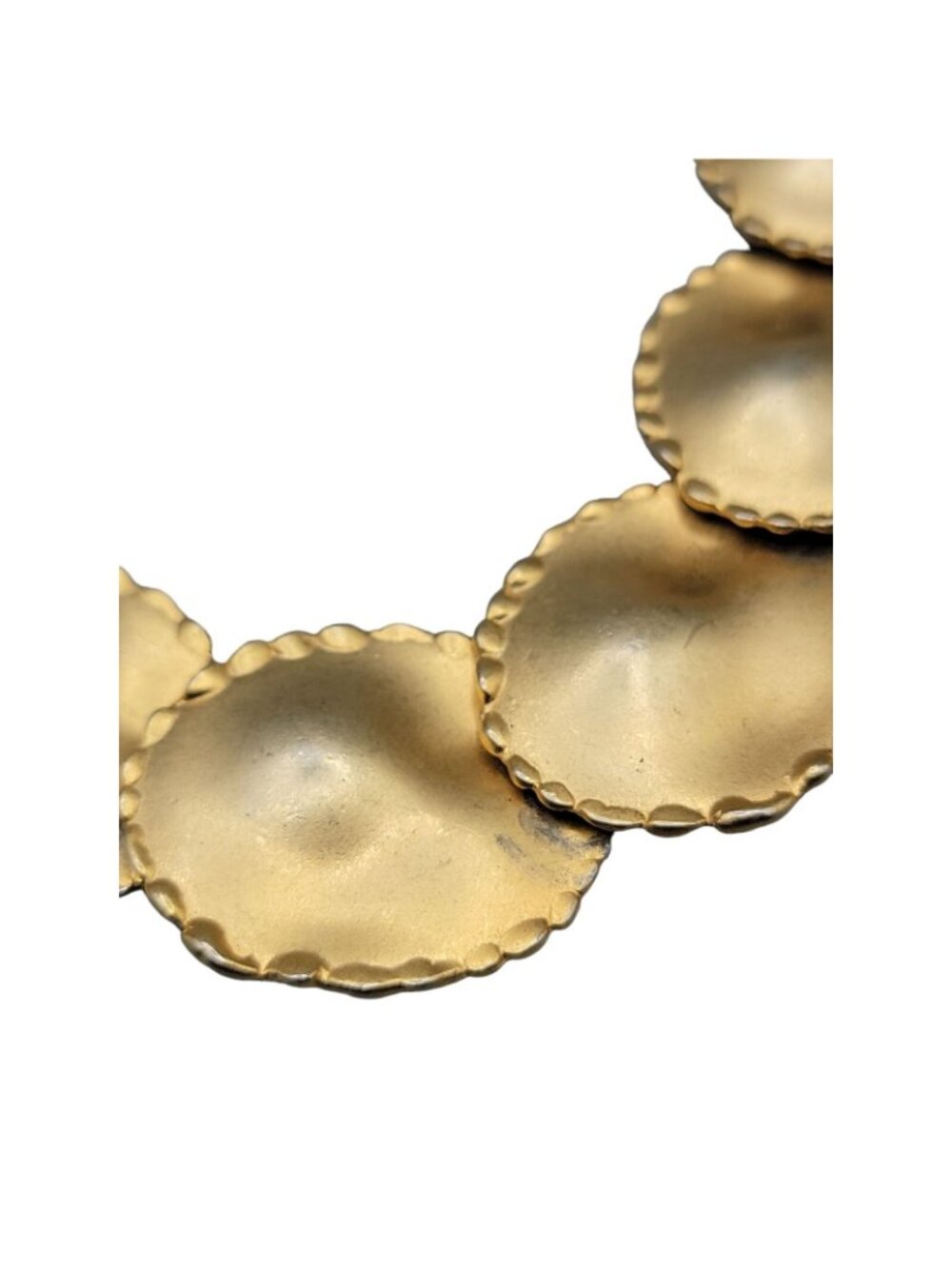 DESIGNER 1980s LARGE DISC Collar Vintage Statement Necklace 18" Matte Gold Tone - Picture 15 of 16